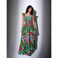 South Beach Pure Cotton Floral Square Neck Maxi Dress Multi