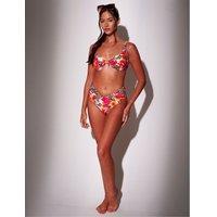 South Beach Animal Print Floral Wired Bikini Top Multi