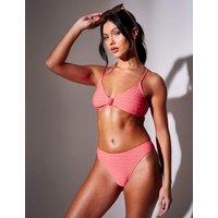 South Beach Textured Padded Triangle Bikini Top Coral