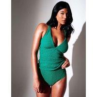 South Beach Textured Wired V-Neck Tankini Top Green