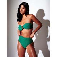 South Beach Textured Padded Bandeau Bikini Top Green