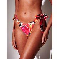 South Beach Animal Print Floral High Leg Bikini Bottoms Multi