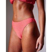 South Beach Textured High Leg Bikini Bottoms Coral