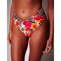 South Beach Animal Print Floral High Leg Bikini Bottoms Multi