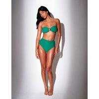 South Beach Textured High Waisted Bikini Bottoms Green