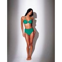 South Beach Textured High Waisted Bikini Bottoms Green