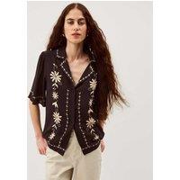 Monsoon Floral Embroidered Shirt Black Mix