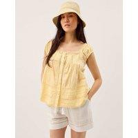 Monsoon Pure Cotton Square Neck Blouse Yellow