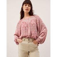 Monsoon Paisley Print Button Through Blouse Pink Mix