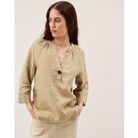 Monsoon Pure Linen V-Neck Top Lime Green