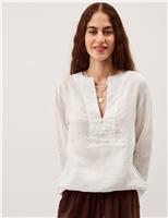 Monsoon Pure Linen V-Neck Top Light Pink