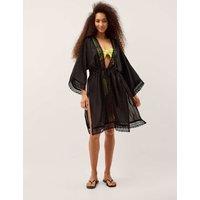 Monsoon Sheer Mini Cover Up Kaftan Black Mix