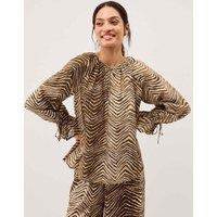 Monsoon Animal Print Blouse Khaki Mix