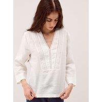 Monsoon Pure Cotton Lace V-Neck Blouse White