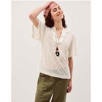 Monsoon Pure Linen V-Neck T-Shirt Ivory