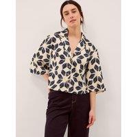 Monsoon Floral Revere Collar Shirt Navy Mix