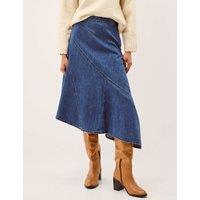 Monsoon Asymmetric Denim Midi Skirt Blue