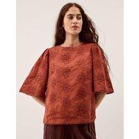 Monsoon Pure Cotton Floral Embroidered Top Brown Mix