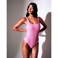 South Beach Tummy Control Textured Scoop Neck Swimsuit Pink