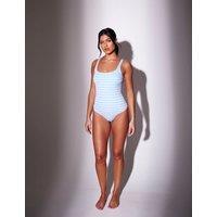South Beach Tummy Control Striped Padded Swimsuit Blue Mix