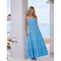 South Beach Pure Cotton Maxi Beach Dress Blue