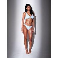 South Beach Striped Ring Detail Plunge Bikini Top Blue Mix