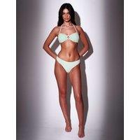 South Beach Textured Polka Dot High Leg Bikini Bottoms Green Mix