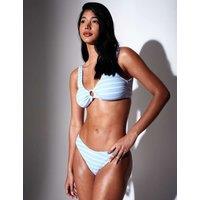 South Beach Striped Textured High Leg Bikini Bottoms Blue Mix