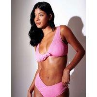 South Beach Textured V-Waist High Leg Bikini Bottoms Pink