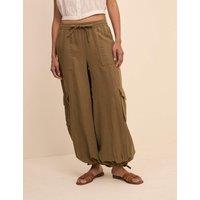 Nobody's Child Lyocell Rich Cargo Trousers with Linen Green