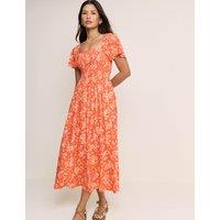 Nobody's Child Floral Square Neck Shirred Midi Dress Red Mix