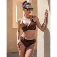 Pour Moi Tulum Luxe Matte Non Padded Underwired Twist Front Bikini Top Brown