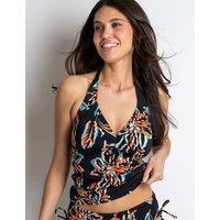 Pour Moi Madrid Floral Halterneck Tankini Top Black Mix