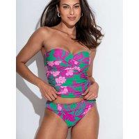 Pour Moi Santa Monica Tummy Control Bandeau Tankini Top Green Mix