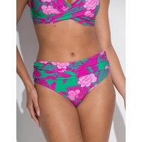 Pour Moi Free Spirit Foldover High Waist Bikini Bottoms Green Mix