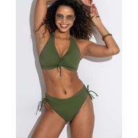 Pour Moi Madrid Drawstring High Leg Bikini Bottoms Khaki