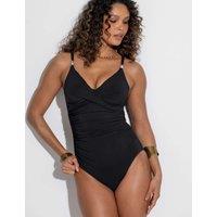 Pour Moi Tulum Luxe Matte Non Padded Underwired Twist Front Control Swimsuit Black