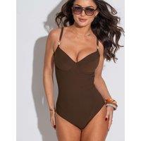 Pour Moi Tulum Padded Wired Swimsuit Brown