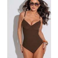 Pour Moi Tulum Padded Wired Swimsuit Brown