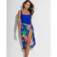 Pour Moi Regular Fit Santa Barbara Ruched Tummy Control Swimsuit Bright Blue