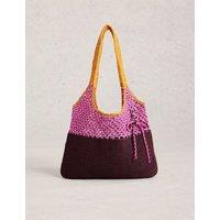 White Stuff Crochet Tote Shopper Pink Mix
