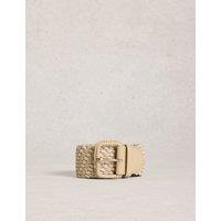 White Stuff Leather Wide Buckle Belt Natural