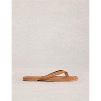 White Stuff Suede Flat Flip Flops Tan