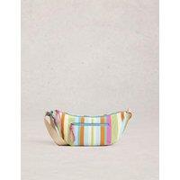 White Stuff Mesh Striped Sling Cross Body Bag Yellow Mix