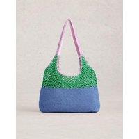 White Stuff Crochet Tote Shopper Blue Mix