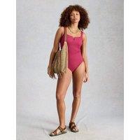 White Stuff Textured Padded Swimsuit Purple