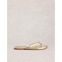 White Stuff Suede Flat Flip Flops Gold