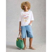 White Stuff Pure Cotton Beach T-Shirt White Mix