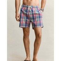 GANT Cotton Blend Check Swim Shorts Red Mix