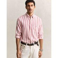 GANT Regular Fit Cotton Linen Striped Shirt Pink Mix